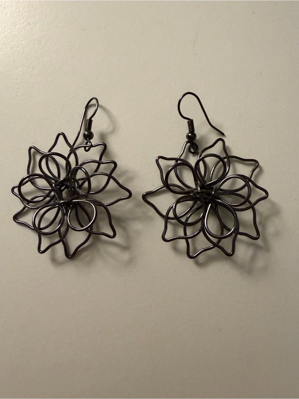 Source Unknown Black Floral Wire Drop Earrings - Women Jewelry